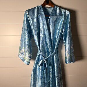 Jones New York Robe with tie Blue Floral Size XS/Small
